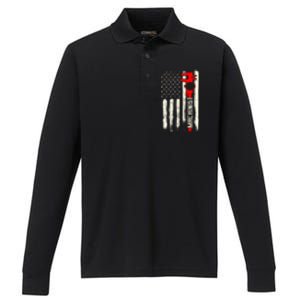 Machinist Patriotic Us Flag Design Of Clothing Performance Long Sleeve Polo