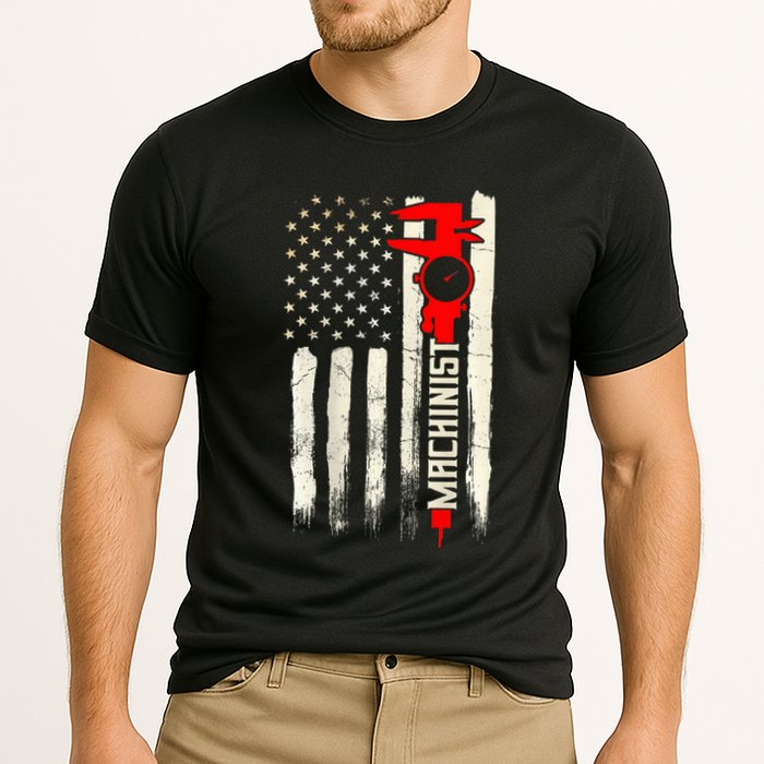 Machinist Patriotic Us Flag Design Of Clothing Performance Shirt
