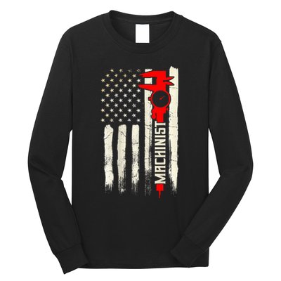 Machinist Patriotic Us Flag Design Of Clothing Long Sleeve Shirt