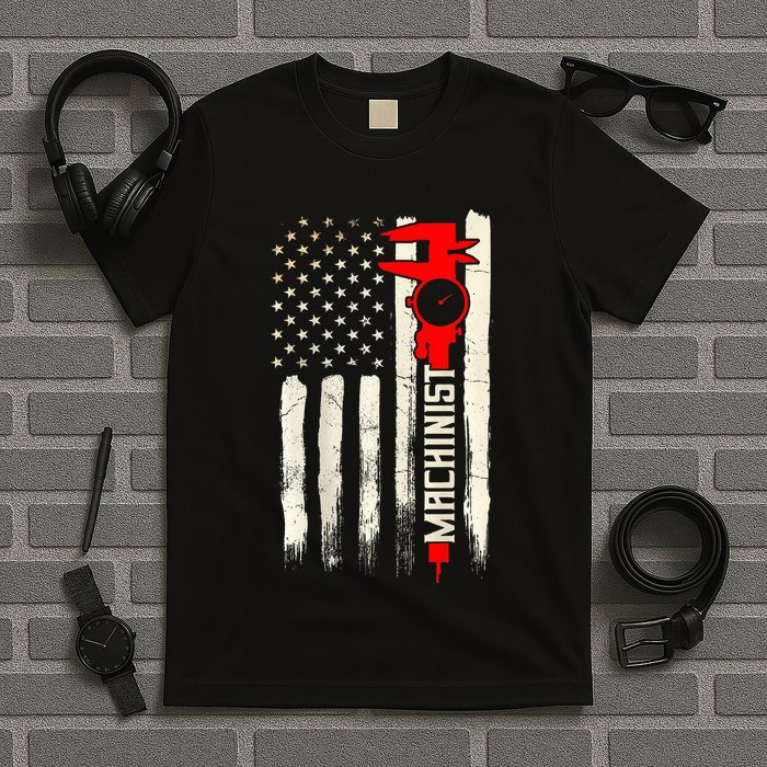Machinist Patriotic Us Flag Design Of Clothing T-Shirt