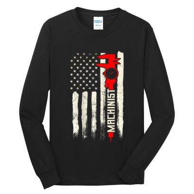 Machinist Patriotic Us Flag Design Of Clothing Tall Long Sleeve T-Shirt