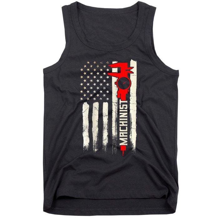 Machinist Patriotic Us Flag Design Of Clothing Tank Top