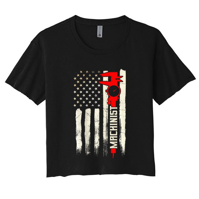 Machinist Patriotic Us Flag Design Of Clothing Crop Top