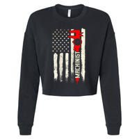 Machinist Patriotic Us Flag Design Of Clothing Cropped Pullover Crew