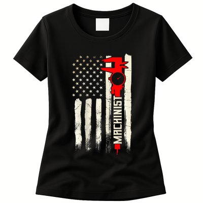 Machinist Patriotic Us Flag Design Of Clothing Womens T-Shirt