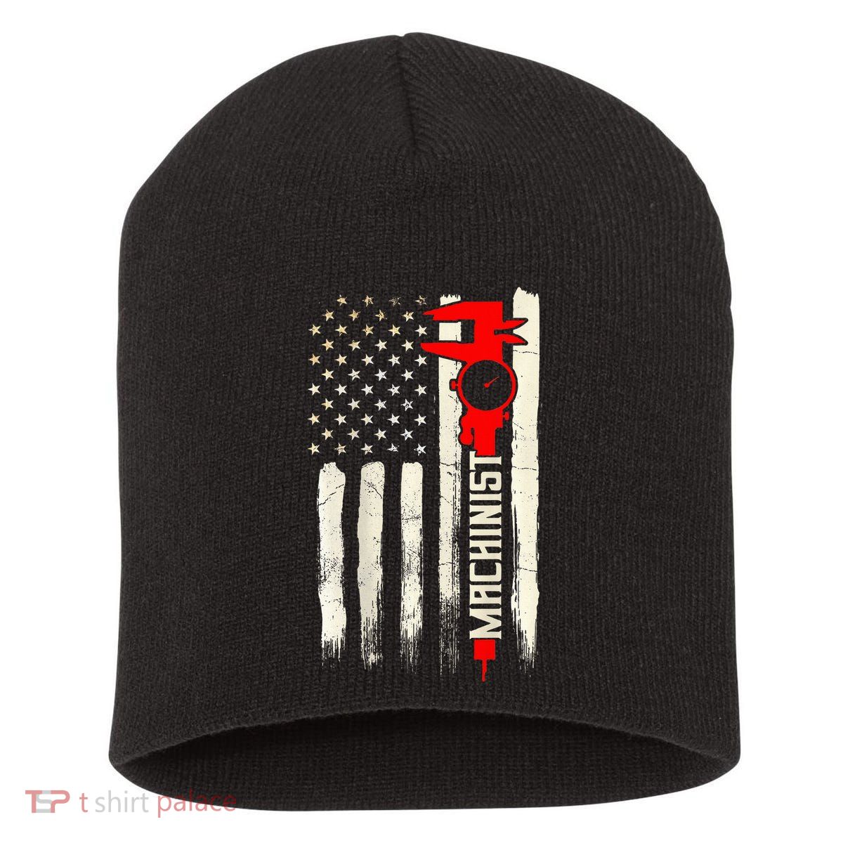 Machinist Patriotic Us Flag Design Of Clothing Short Acrylic Beanie