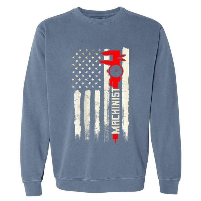 Machinist Patriotic Us Flag Design Of Clothing Garment-Dyed Sweatshirt