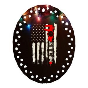 Machinist Patriotic Us Flag Design Of Clothing Ceramic Oval Ornament