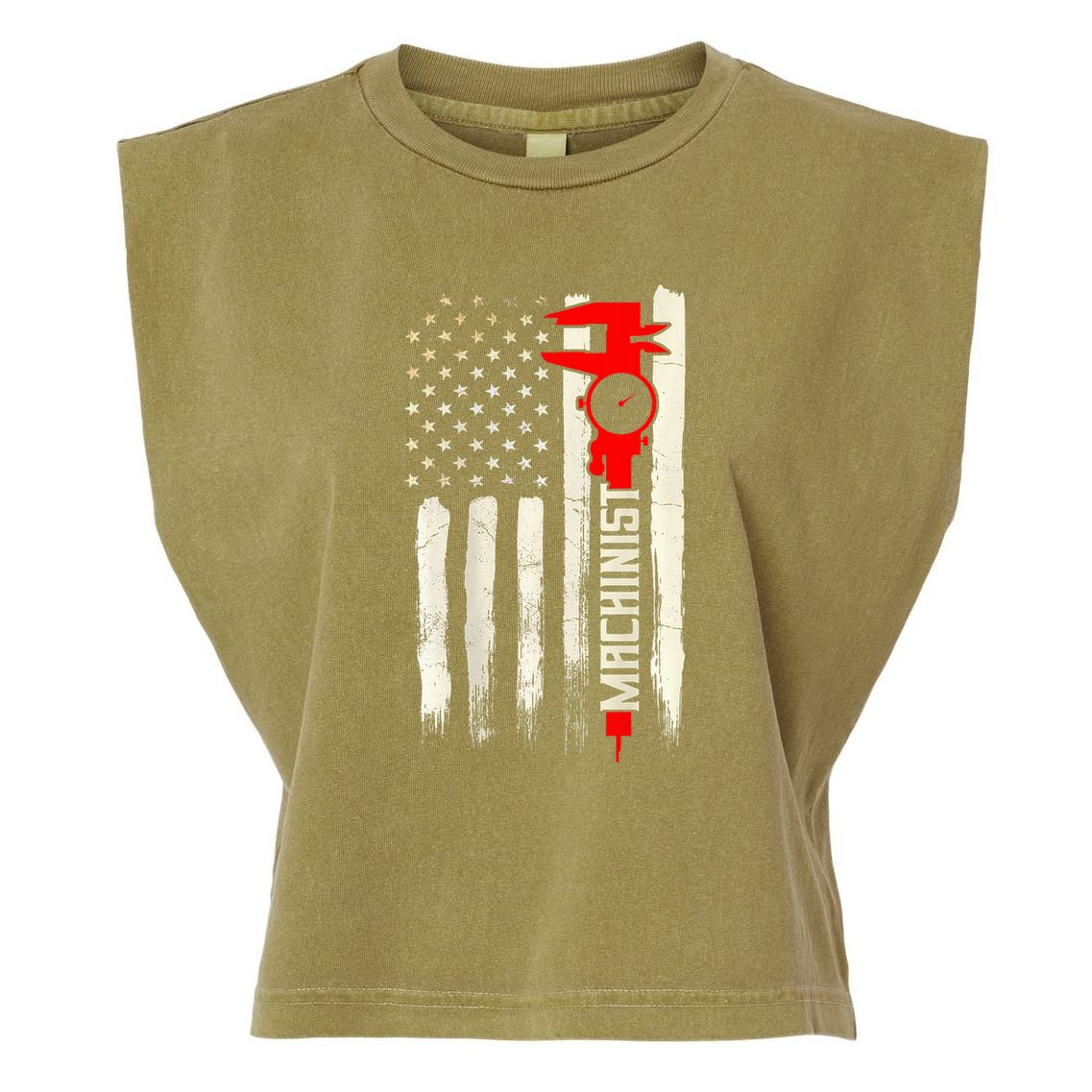 Machinist Patriotic Us Flag Design Of Clothing Garment-Dyed Women's Muscle Tee