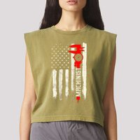 Machinist Patriotic Us Flag Design Of Clothing Garment-Dyed Women's Muscle Tee