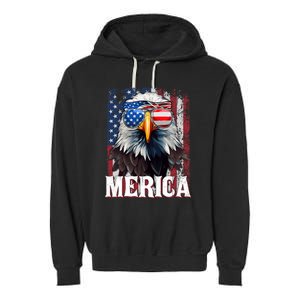 Merica Patriotic Usa Eagle Of Freedom 4th Of July Garment-Dyed Fleece Hoodie