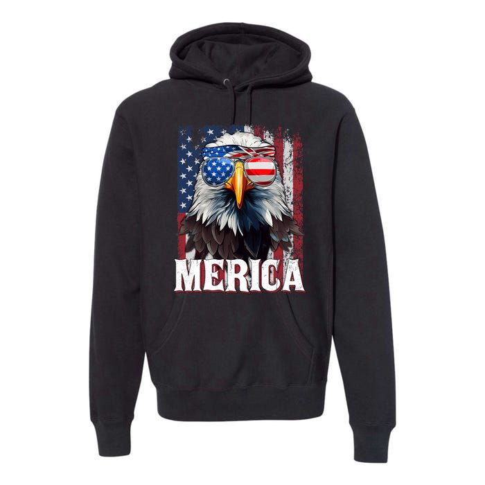 Merica Patriotic Usa Eagle Of Freedom 4th Of July Premium Hoodie