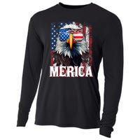 Merica Patriotic Usa Eagle Of Freedom 4th Of July Cooling Performance Long Sleeve Crew