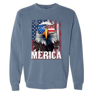 Merica Patriotic Usa Eagle Of Freedom 4th Of July Garment-Dyed Sweatshirt