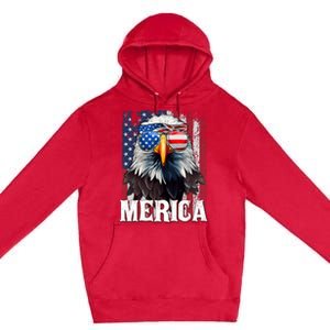 Merica Patriotic Usa Eagle Of Freedom 4th Of July Premium Pullover Hoodie