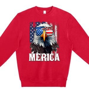 Merica Patriotic Usa Eagle Of Freedom 4th Of July Premium Crewneck Sweatshirt