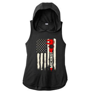 Machinist Patriotic Us Flag Ladies PosiCharge Tri-Blend Wicking Draft Hoodie Tank