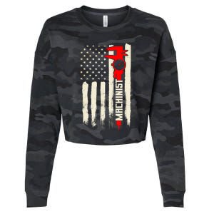 Machinist Patriotic Us Flag Cropped Pullover Crew