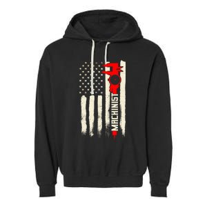 Machinist Patriotic Us Flag Garment-Dyed Fleece Hoodie