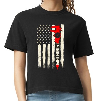 Machinist Patriotic Us Flag Comfort Colors Boxy T-Shirt