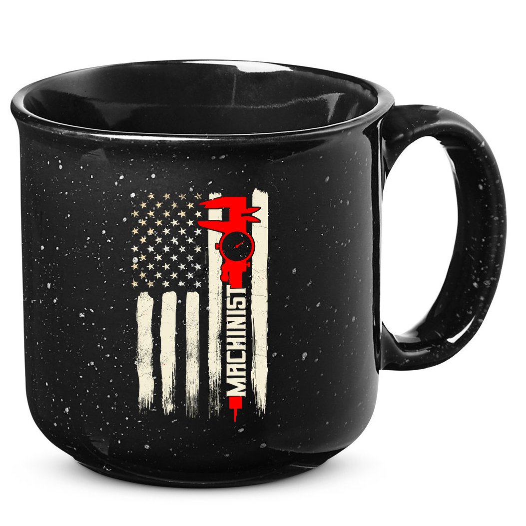 Machinist Patriotic Us Flag 15oz Campfire Ceramic Mug