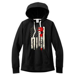 Machinist Patriotic Us Flag Women's Fleece Hoodie