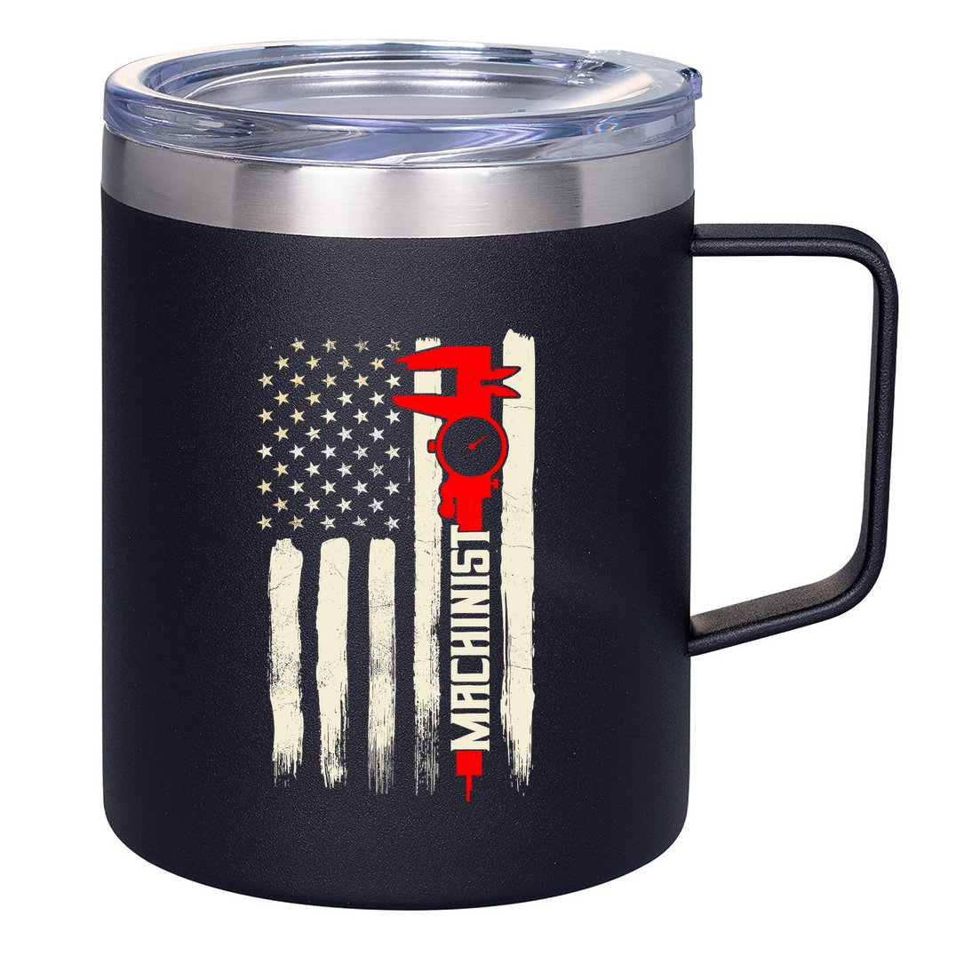 Machinist Patriotic Us Flag 12oz Stainless Steel Coffee Mug