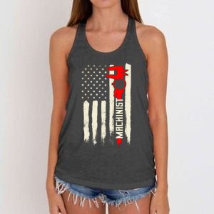 Machinist Patriotic Us Flag Women's Knotted Racerback Tank