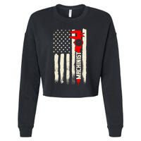 Machinist Patriotic Us Flag Cropped Pullover Crew