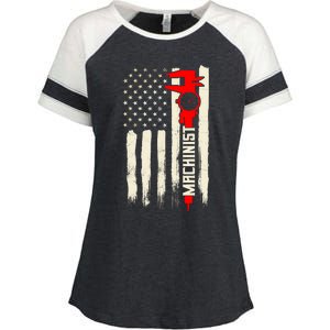 Machinist Patriotic Us Flag Enza Ladies Jersey Colorblock Tee