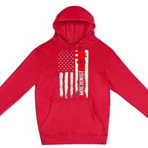 Machinist Patriotic Us Flag Premium Pullover Hoodie