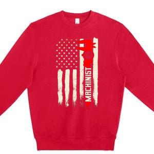 Machinist Patriotic Us Flag Premium Crewneck Sweatshirt