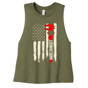 Machinist Patriotic Us Flag Women's Racerback Cropped Tank