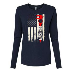 Machinist Patriotic Us Flag Womens Cotton Relaxed Long Sleeve T-Shirt