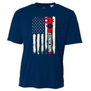 Machinist Patriotic Us Flag Cooling Performance Crew T-Shirt