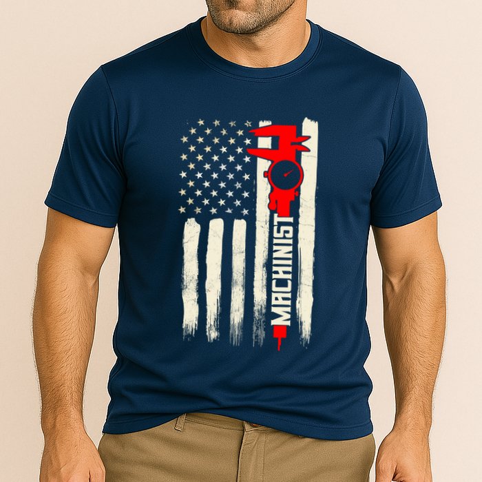 Machinist Patriotic Us Flag Performance Shirt