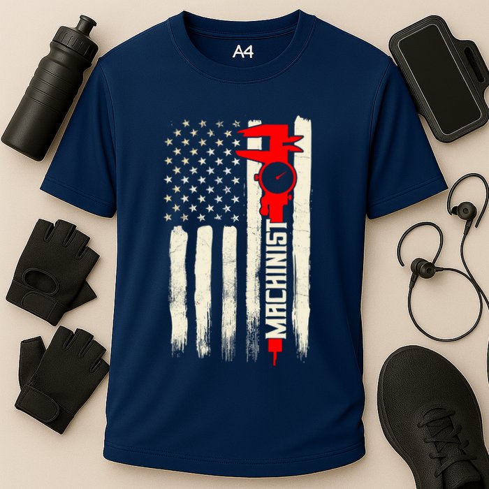 Machinist Patriotic Us Flag Performance Shirt