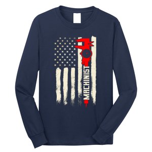 Machinist Patriotic Us Flag Long Sleeve Shirt