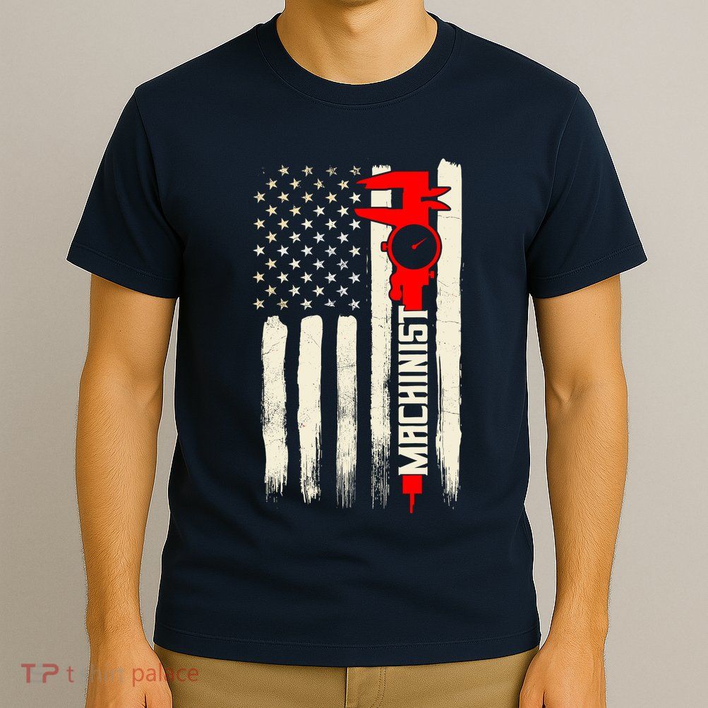 Machinist Patriotic Us Flag T-Shirt