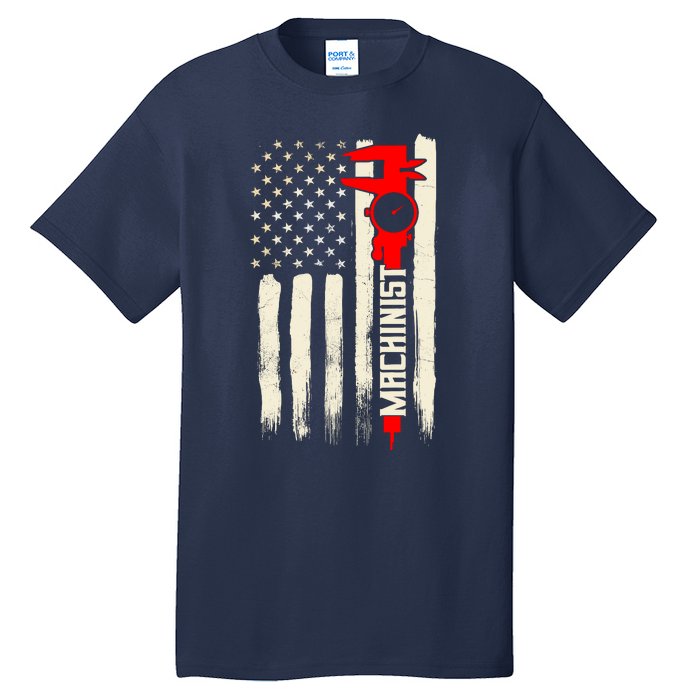 Machinist Patriotic Us Flag Tall T-Shirt