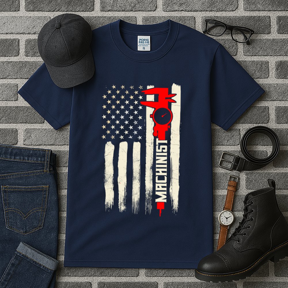 Machinist Patriotic Us Flag Tall T-Shirt