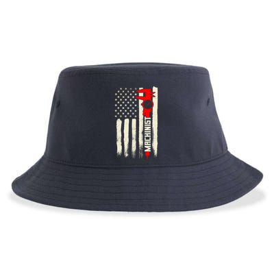 Machinist Patriotic Us Flag Sustainable Bucket Hat