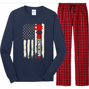 Machinist Patriotic Us Flag Long Sleeve Pajama Set