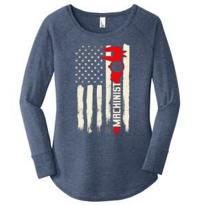 Machinist Patriotic Us Flag Women's Perfect Tri Tunic Long Sleeve Shirt