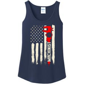 Machinist Patriotic Us Flag Ladies Essential Tank