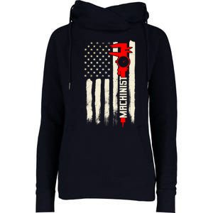 Machinist Patriotic Us Flag Womens Funnel Neck Pullover Hood