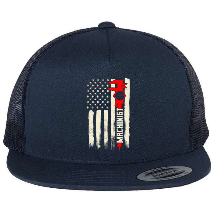 Machinist Patriotic Us Flag Flat Bill Trucker Hat