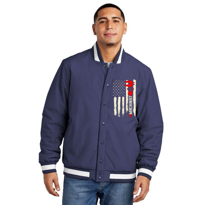 Machinist Patriotic Us Flag Insulated Varsity Jacket