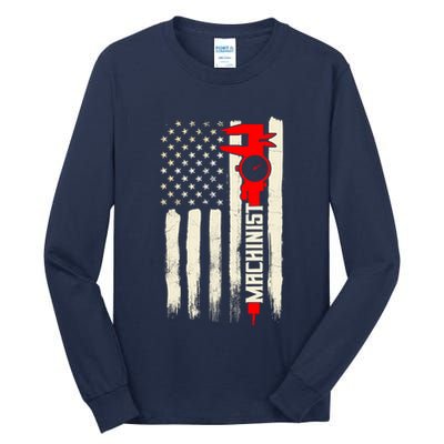 Machinist Patriotic Us Flag Tall Long Sleeve T-Shirt