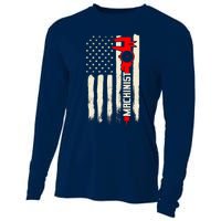 Machinist Patriotic Us Flag Cooling Performance Long Sleeve Crew